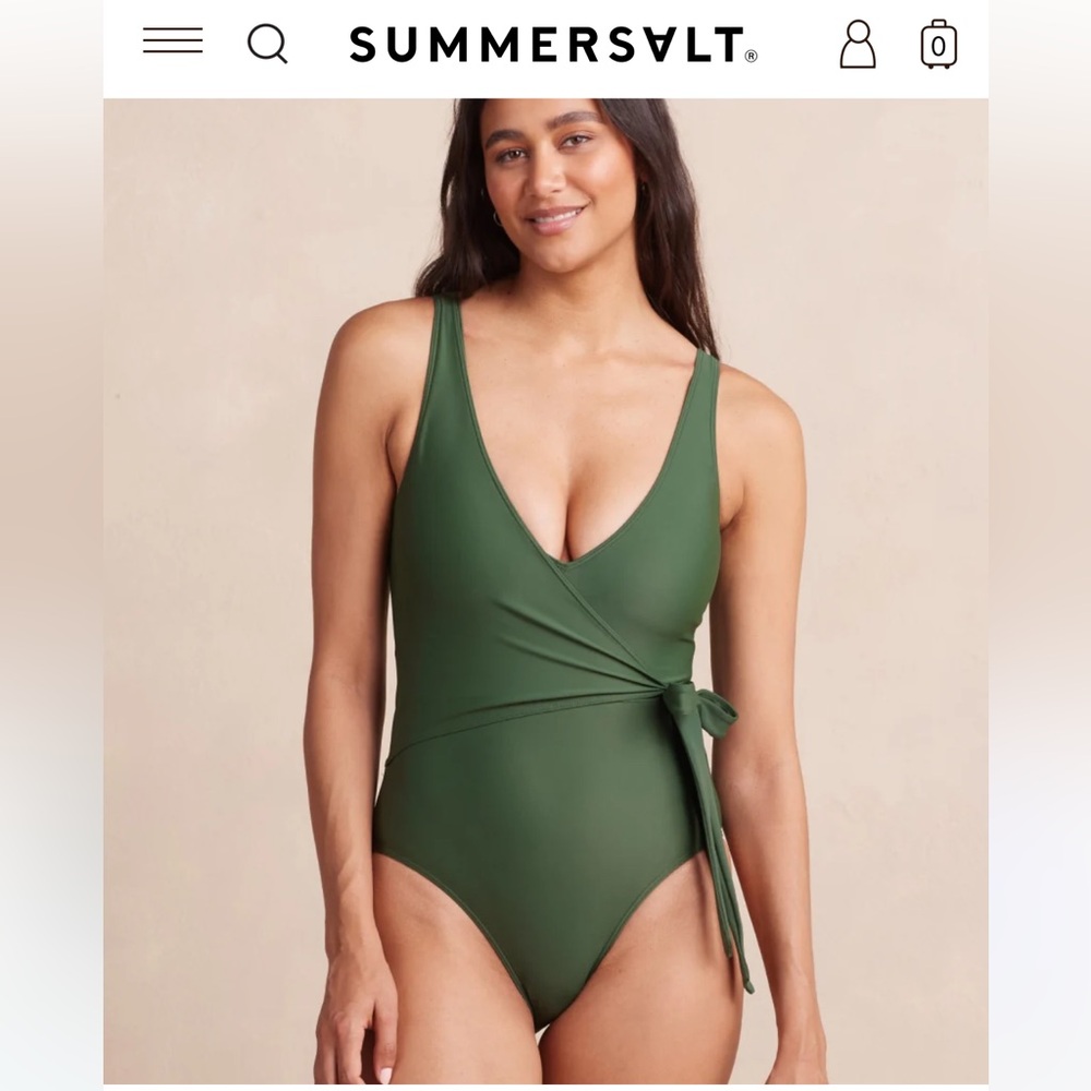 NWT SummerSalt The Perfect Wrap One-Piece Size 4 - Olive